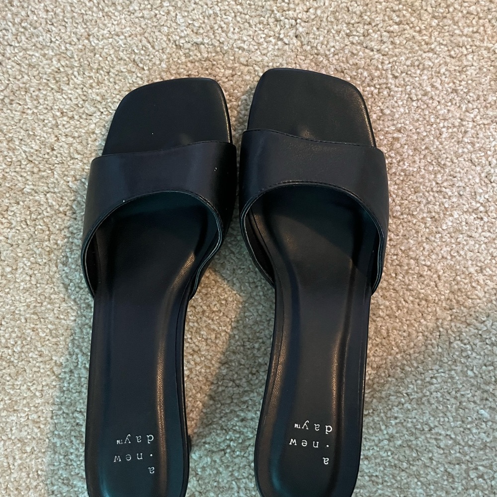 A New Day Black Mules Sleek Minimalist Design